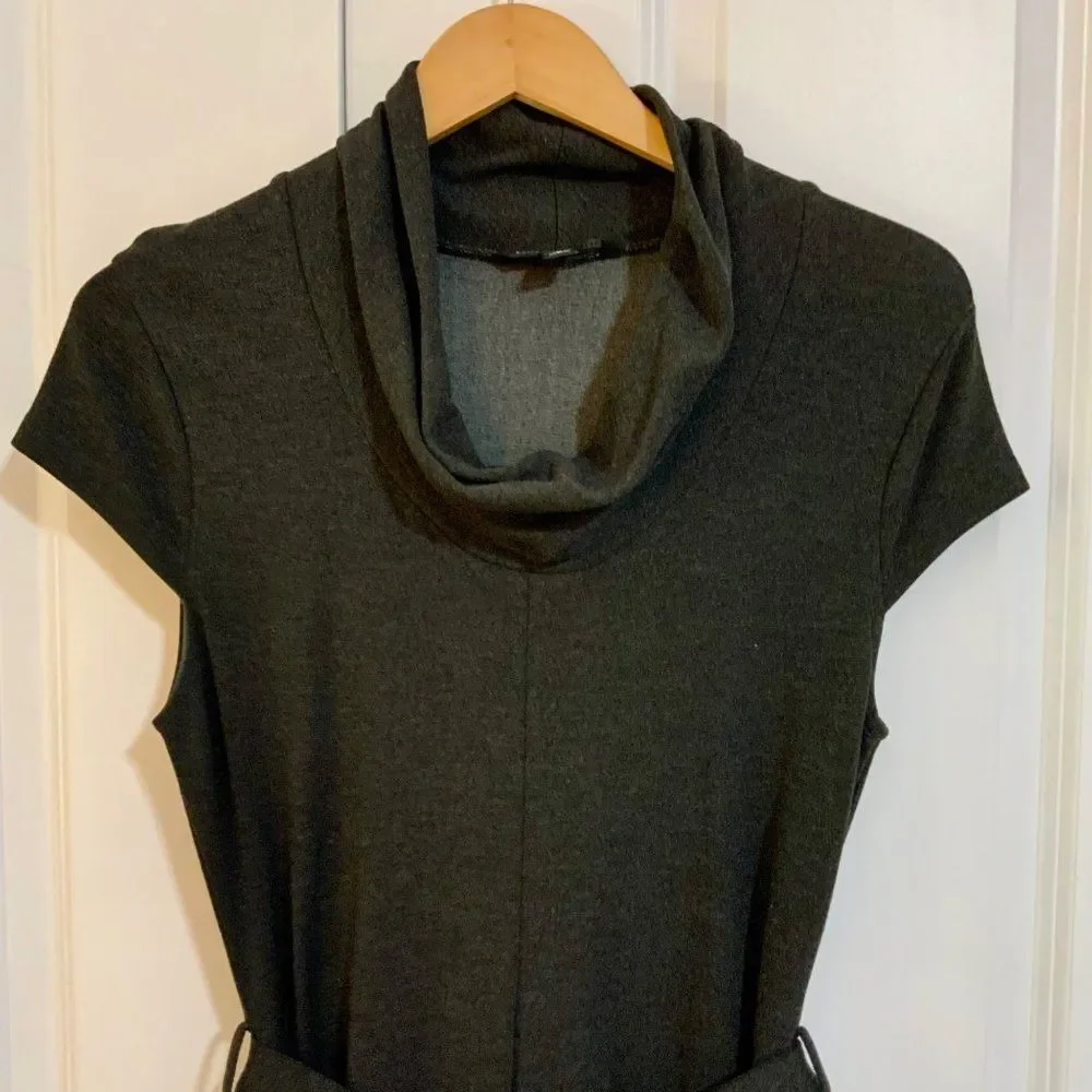 Banana Republic Grey Draped Neck Belted Stretch Dress Small
